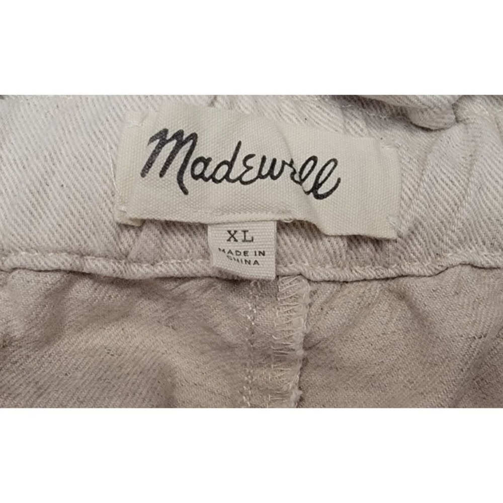 Madewell Shorts Womens XL Linen Cotton Blend Beige High Rise Pleated Inseam 3" - Picture 6 of 9